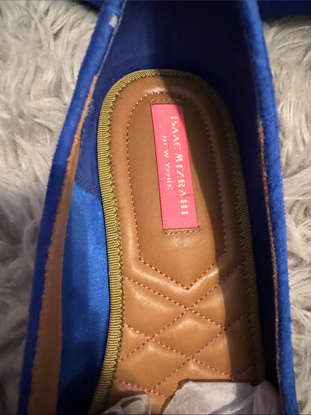 Isaac Mizrahi Royal Blue Suede Pearl-Embellished Loafers - Picture 3 of 5